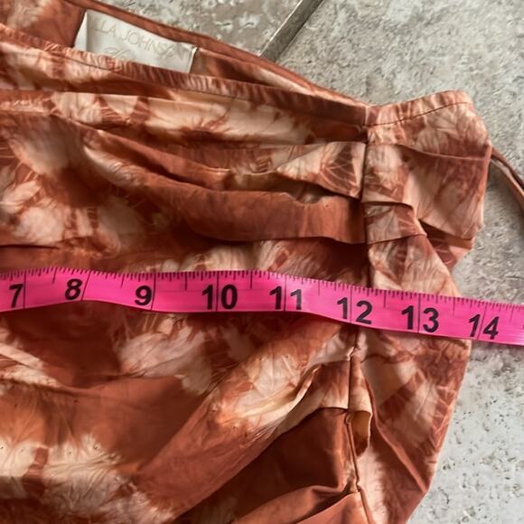 ULLA JOHNSON Senta One-Shoulder Tie Dye Stripe Cotton Top Sequoia - Picture 13 of 15